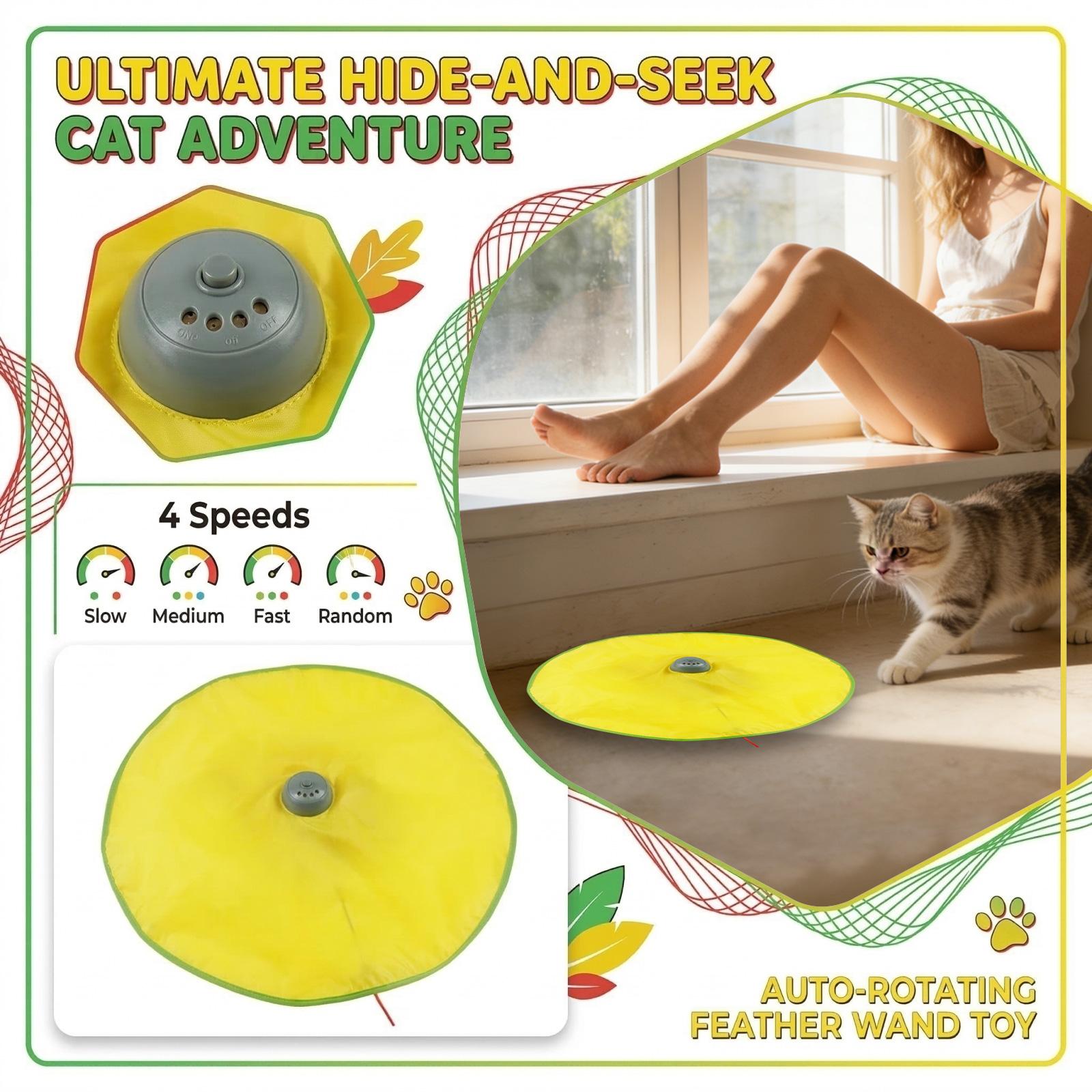 

Interactive Hide-and-Seek Cats Toy With Variable Speed Motorized Wand, Automatic Rotating Teaser For Cats Self Play (Batteries Not Included) One Size
