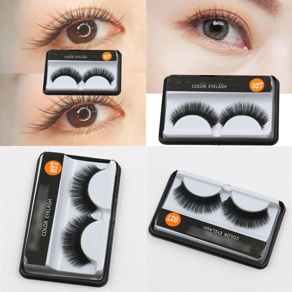 027 Natural Long False Eyelashes Bulk Wholesale 2000 Pairs Handmade Cotton Stem Fake Eyelashes