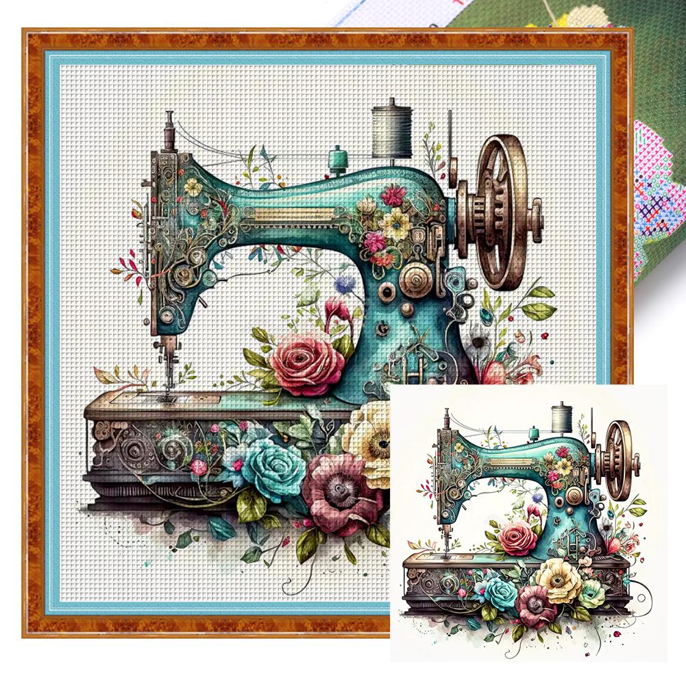 Full Embroidery Cotton Thread 14CT Printed Floral Sewing Machine Cross Stitch