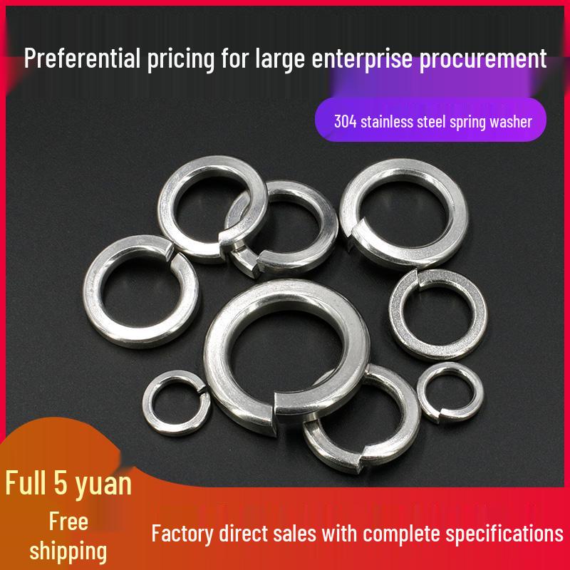 Stainless Steel (304/316/201) Split Lock Washers, Heavy Duty, Anti-Loosening, Thickened, Sizes M1.6-M24.