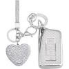 For Lexus Key Fob Cover with Diamond Heart Keychain, Car Accessories TPU for Lexus RX ES GS LS NX RS GX LX RC LC Smart Key, Silver Clear
