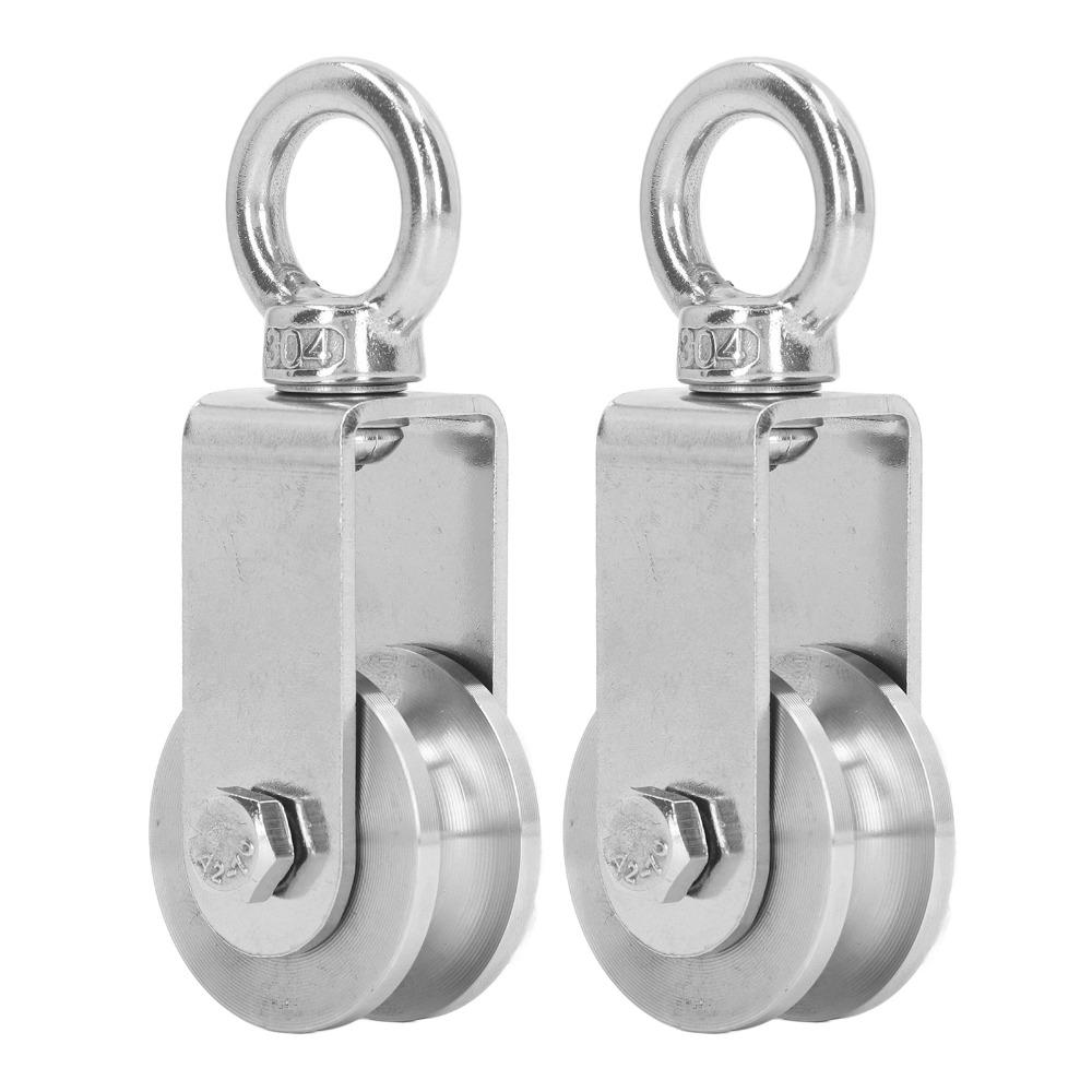 2pcs Dual Bearings Cable Pulley Wheel 304 Stainless Steel Rope Pulley Roller Home Gym
