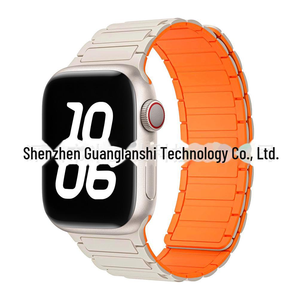 „Curea de culoare contrastantă din silicon magnetic S9 pentru Apple Watch Series 5-9”