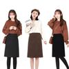 High-Waisted Wool A-Line Midi Skirt: Elegant, Wrinkle-Resistant, Versatile, Autumn/Winter Style with Back Slit.