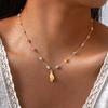 18k Gold Plated Pearl Shell Conch Starfish Summer Beach Necklace, Charms Necklace for Women,Stainless Steel Waterproof Jewelry