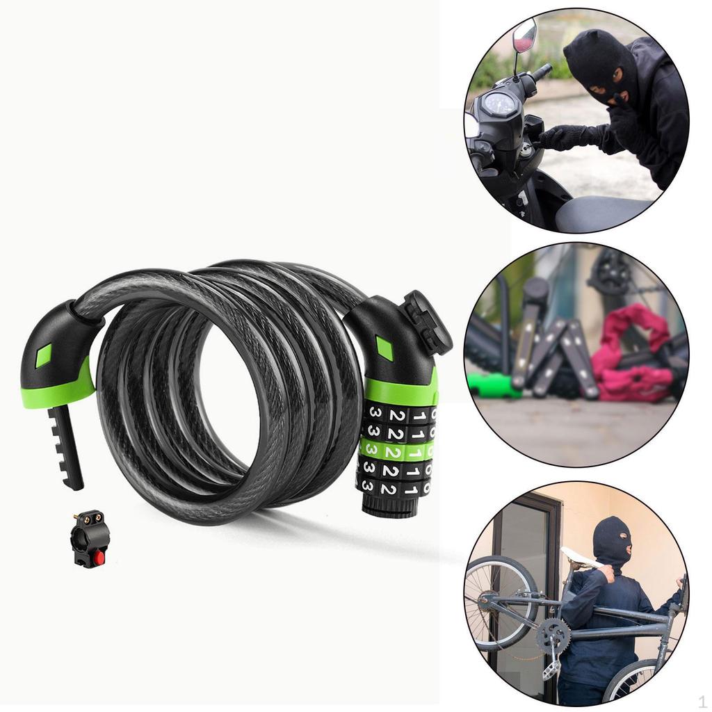 120cm 5 Digit Keyless Cable Lock Anti Theft Password for Sports Equipment Locker Bikes