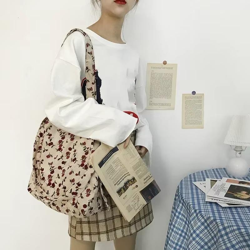 New Retro Versatile Leopard Print Small Floral Cute Canvas Shopping Casual Women's Crossbody Handbag Shoulder Bag Handbags