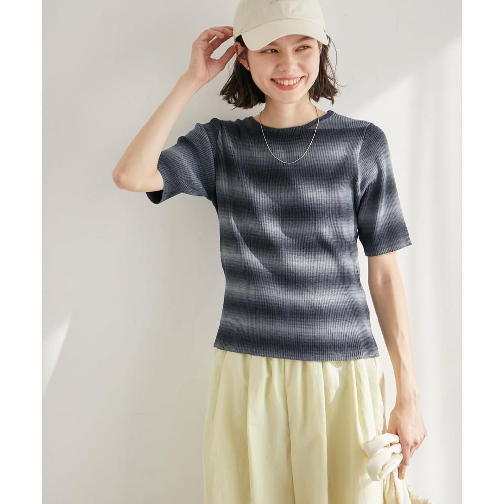 ROPE PICNIC Gradient Knit Half Light Green 38 Women's Pullover, Sleeve, (33)