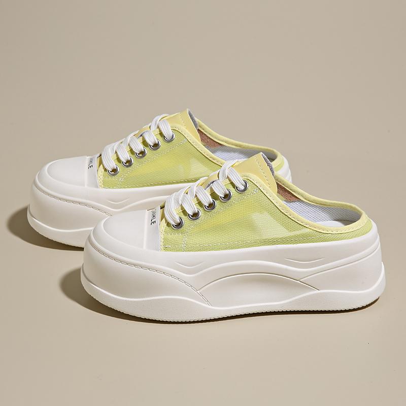 CRLAYDK Women's Slip On Mules Mesh Platform Slippers Ladies Comfortable Backless Slide Walking Summer Loafers Casual Shoes