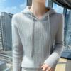 Women's 100% Pure Wool Cable Knit Hoodie Sweater - Autumn/Winter Collection.