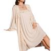 High-End Lace Trim Pajama Set - Women's Autumn/Winter Camisole & Outerwear