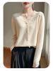 Three-dimensional Floral Knit Cardigan - Autumn/Winter Casual Loose V-neck with Cross Lace Long Sleeves