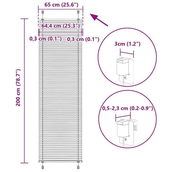 VidaXL Store Plissé Noir 65x200 Cm Largeur Du Tissu 64,4 Cm Polyester, Window Pleated Blind, Accordion Blind, Blind 4015153