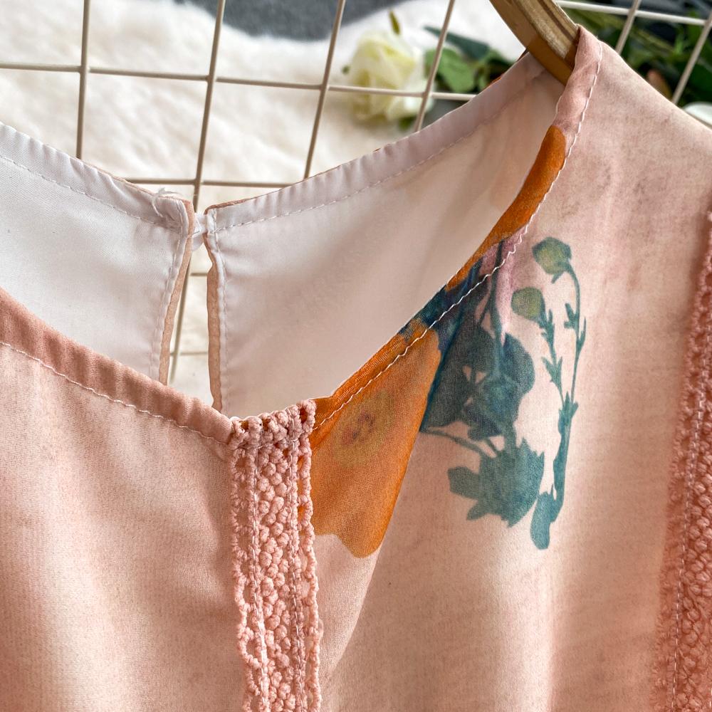 Осеннее винтажное женское длинное платье в стиле пэчворк с цветочным принтом — фото 8