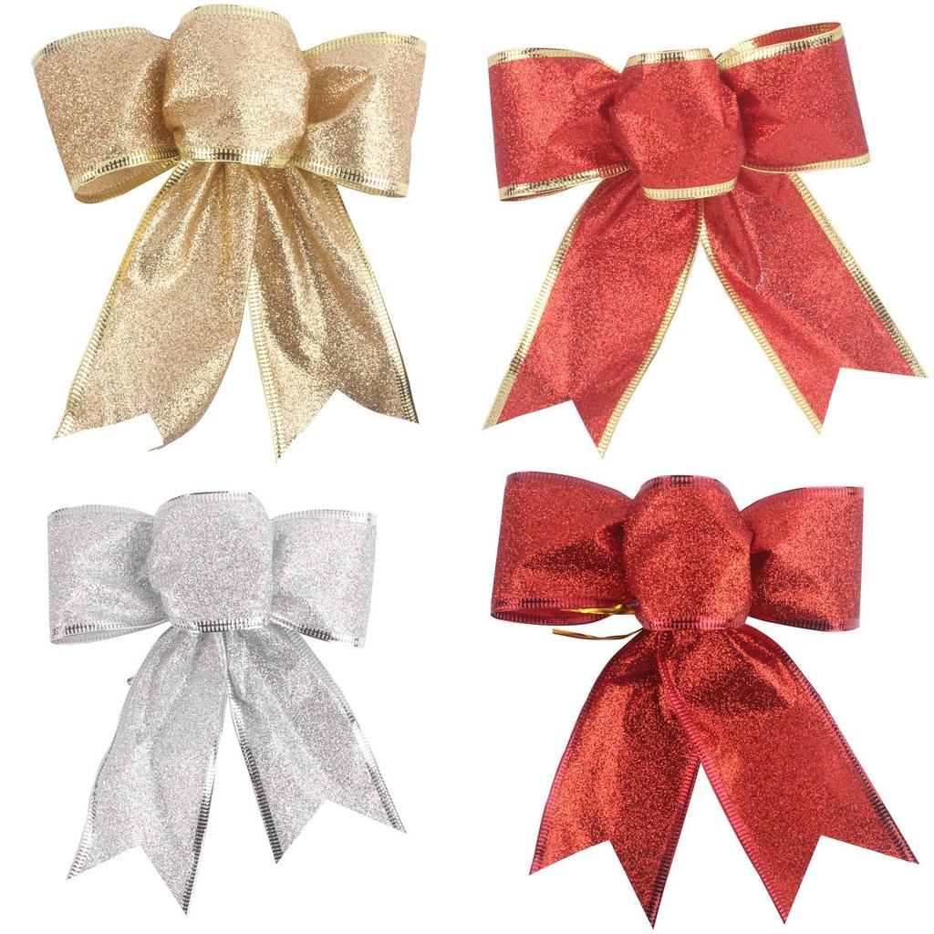 Charming 3 Ear 15cm Christmas Tree Bow Decorations In Colorful Fabric For Merry Festive Celebrations