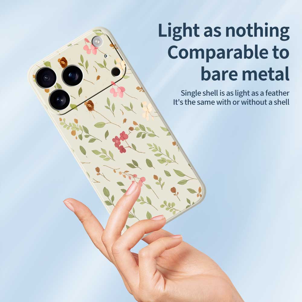For iPhone 17 Pro Max Case Small Flower Leaves Pattern Printing Straight Edge TPU Phone Back Cover