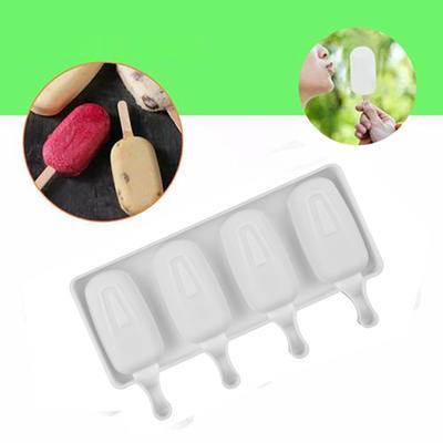 Silicone Ice Popsicle Maker 4 Cell Mould Lolly Mould Tray Pan Kitchen Tools Non Stick Ice Freezer For Kids Baby Children