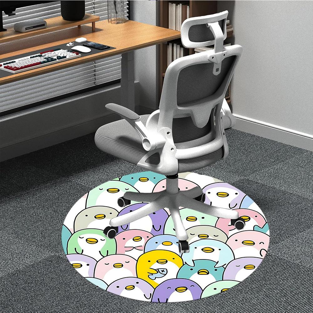 1pc Penguin Parade Office Round Area Rug, Indoor Mat Suitable ForOffice, Under Office Chairs Bedroom Living Room Home Decor, Room Deco, D079