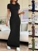 2026 Frühling/Sommer Europäisches & Amerikanisches Damen-Einfarbiges Slim Fit Kurzarmkleid