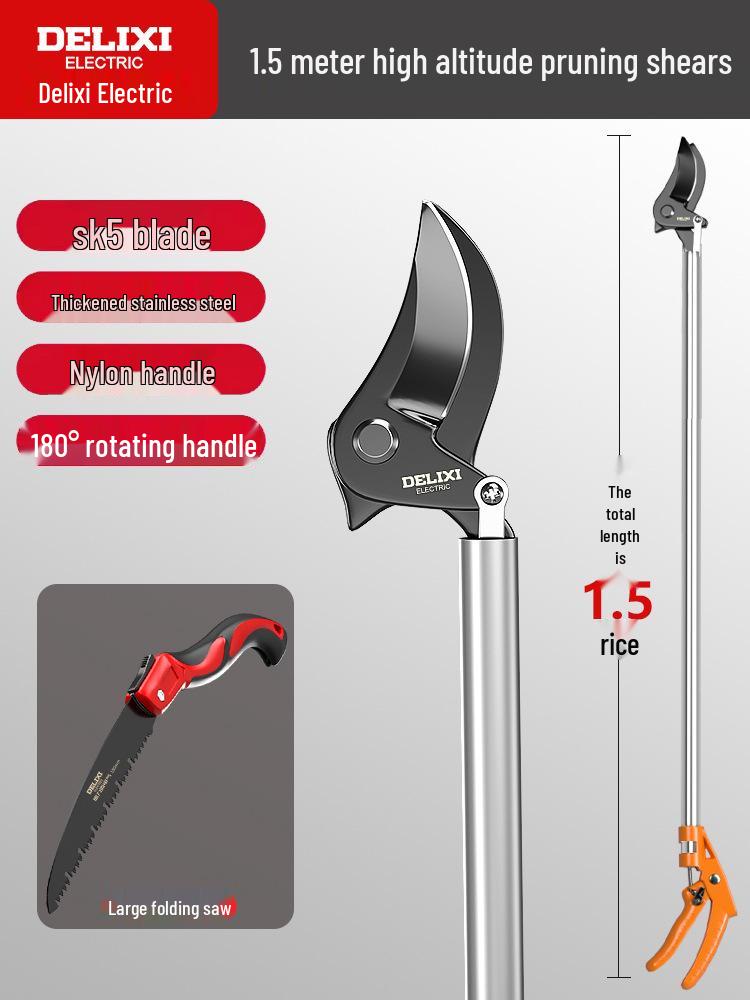 Delixi Elektrische Teleskop-Astschere für hohe Äste und Obstbäume.