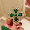 Vintage Brooches Imitation Emerald Leaf Shape Sweater Pins French Style Exquisite Corsage All-match Suit Prom Dress