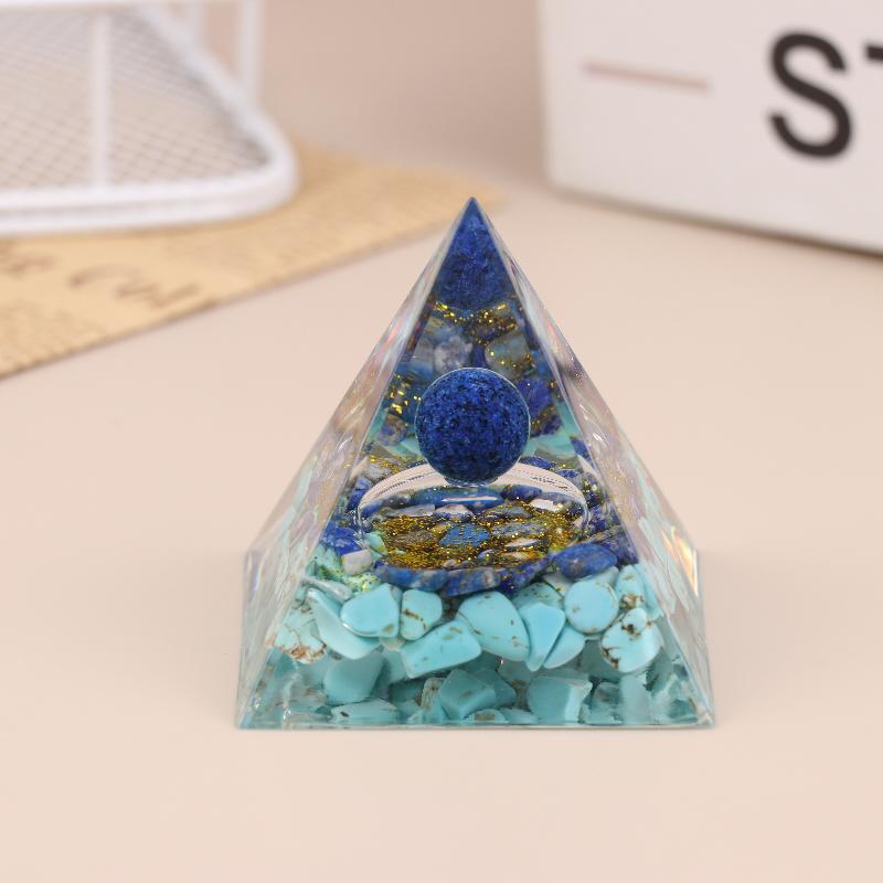 Energy Pyramid Orgonite Reiki Natural Amethyst Peridot Reiki Chakra Meditation Tool Room Decor Crystal Gifts