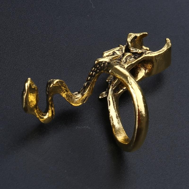 Creative Metal Golden Dragon Ring Cigarette Clip Driving Game Guitarist Perfect Universal Decor Gifts for Men Women