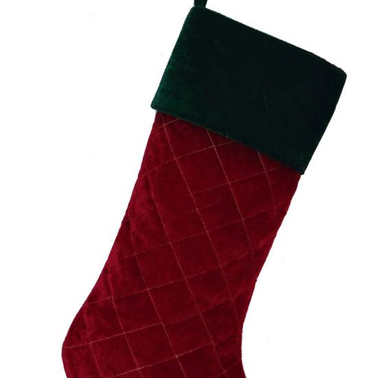 1 Stück Karomuster Rot Grün Weihnachtsstrumpf Flanell Feine Textur Strumpf Geschenktüte Heimdeko