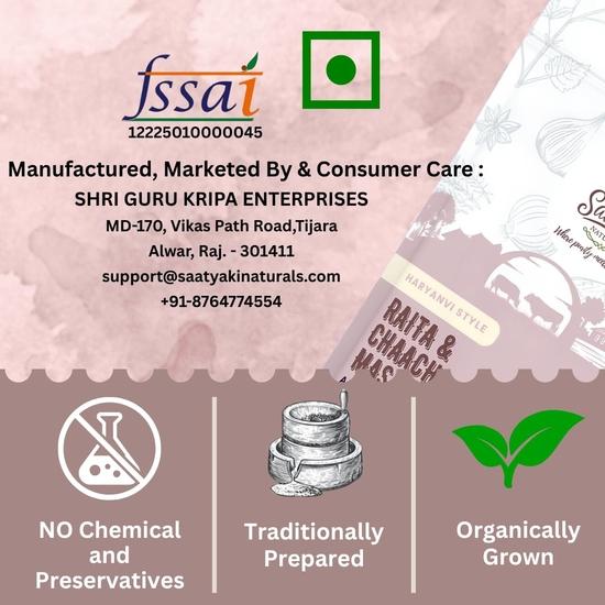 Saatyaki Naturals Raita & Chaach Masala - 400gm | Authentic Indian Spice Blend for Buttermilk, Freshly Grounded Aromatic Masala