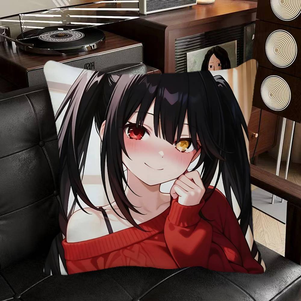 Kurumi Tokisaki Anime Kissenbezug Quadratisches Kissen Schlafzimmer Sofa Freizeit Komfort Kissen Auto Heimdekoration