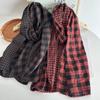 Korean Style Cotton Linen Double-sided Plaid Scarf Women Literary Retro Warm Scarf Female Shawl Decoration Ladies Winter Fall