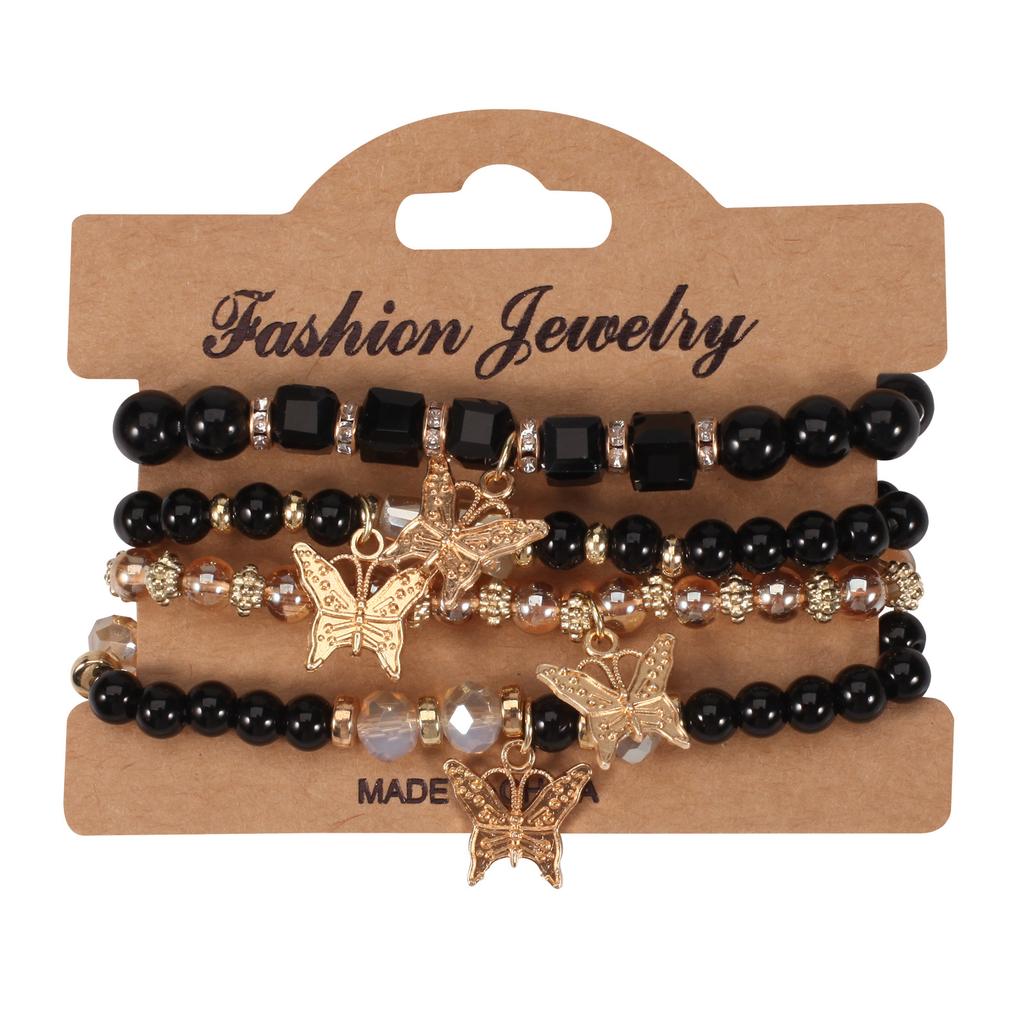 2025 Summer New Design 4Pcs/Set Fashion Butterfly Charm Bracelet Set Suitable For Women Crystal Beads Chain Bangle Female