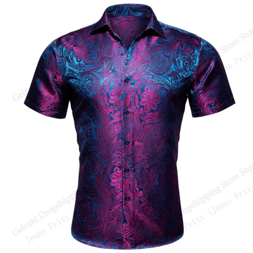 Paisley Texture Hawaiian Shirt Vintage Flower 3D Print Shirt Men Women Fashion Short Sleeve Luxury Beach Blouse Men Clothing New S