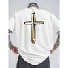 European Size Men's Oversized Summer T-Shirt with Money Lettering Print - Breathable Round Neck Short Sleeve Casual Loose Fit Tee for Outdoor Sports