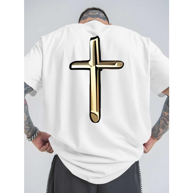European Size Men's Oversized Summer T-Shirt with Money Lettering Print - Breathable Round Neck Short Sleeve Casual Loose Fit Tee for Outdoor Sports