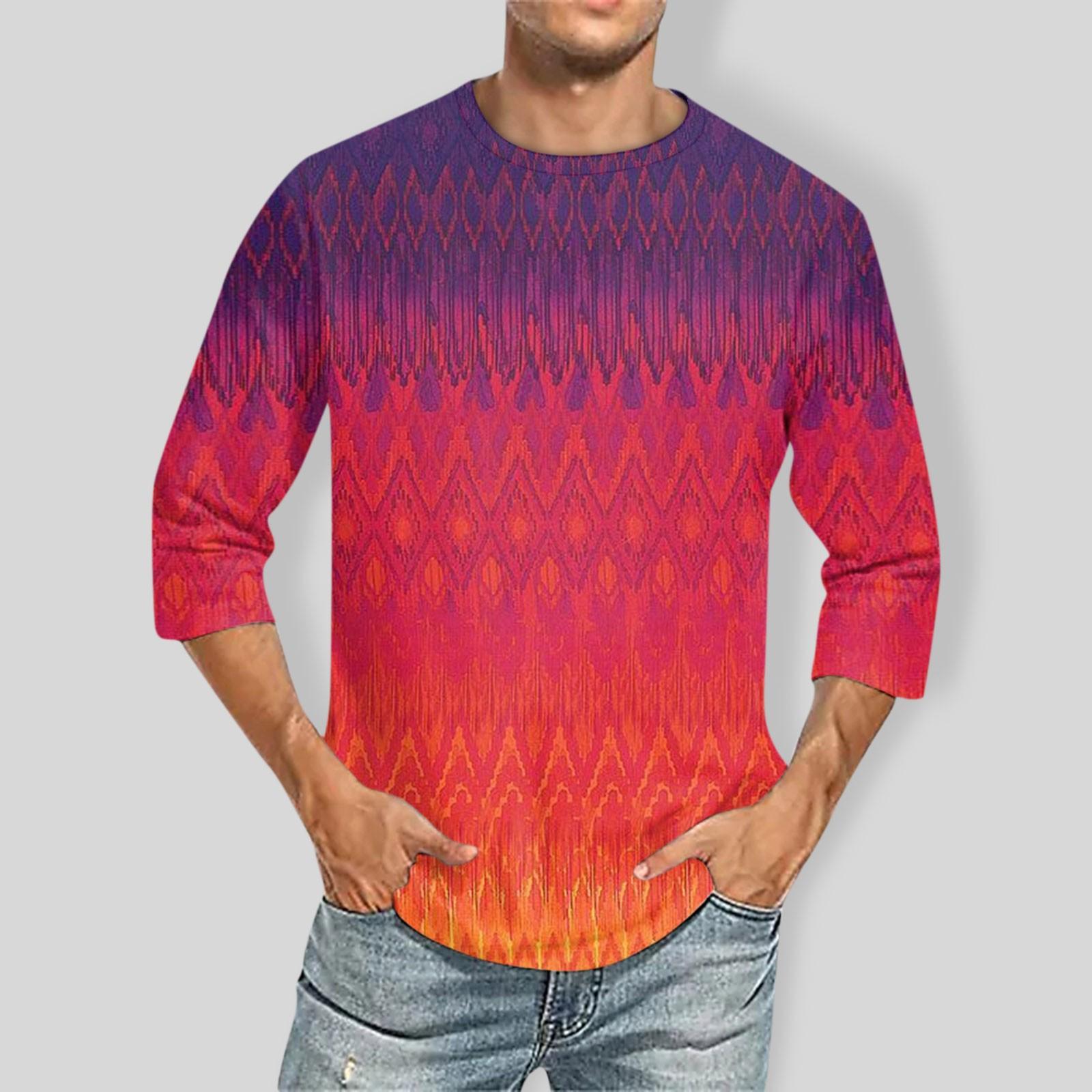 

Мужская повседневная модная футболка с круглым вырезом и рукавом три четверти XL арбуз красный