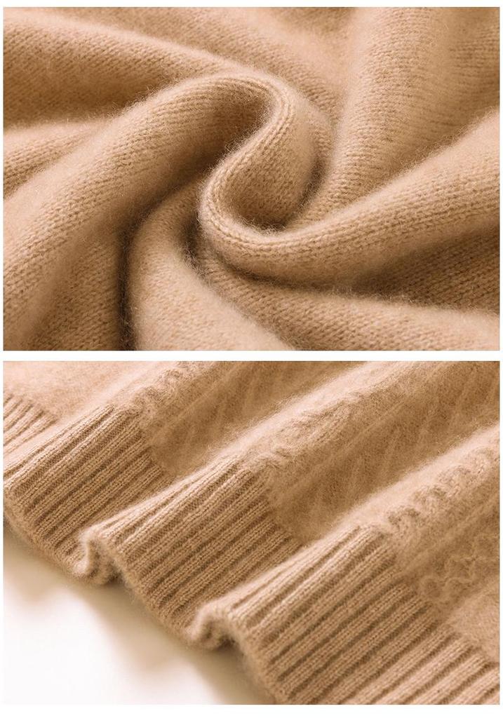 Women's Fashionable Cashmere Round Neck Jacquard Cardigan Sweater