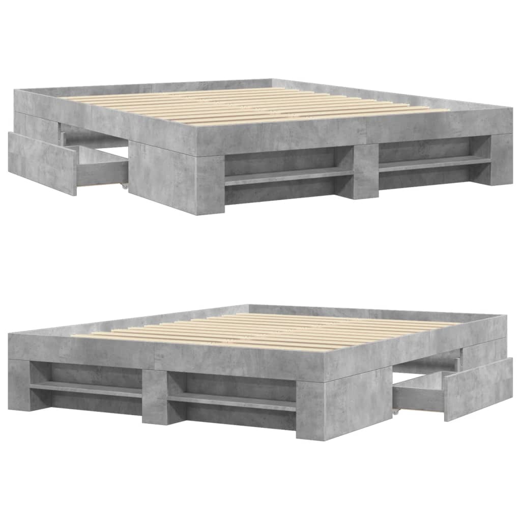 Bed Frame Concrete Grey 150 x 200 cm Engineered Wood