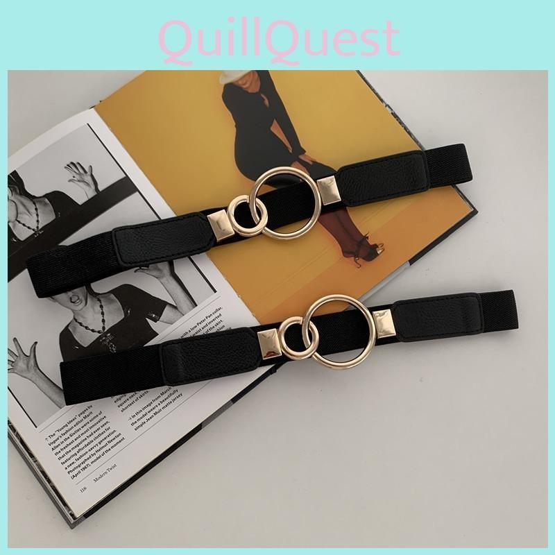 Classic Leather Faux Stretch Waist Belt With Alloy Hook For Women Wear Daily