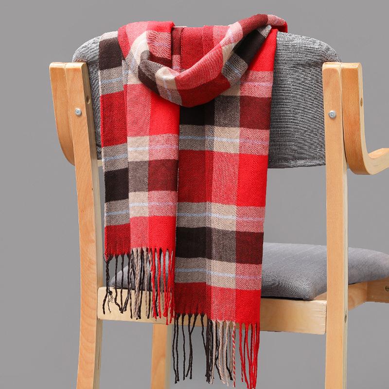 Autumn And Winter Men'S Plaid Scarf British Plaid Imitation Cashmere Tassel Couple Parent-Child Men'S Scarf