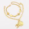 Stylish Celestials Charm Bracelet Featuring Moon Stars Adjustable 14K Gold Chain Wrist Jewelry for Parties Gatherings