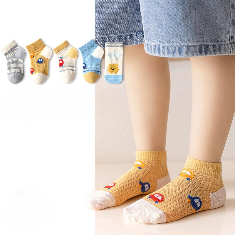5 Pairs/Lot Children Cotton Socks Cute Infant Baby Boy Girl Teens Ultrathin Casual Mesh Soft Spring Summer Kids Socks