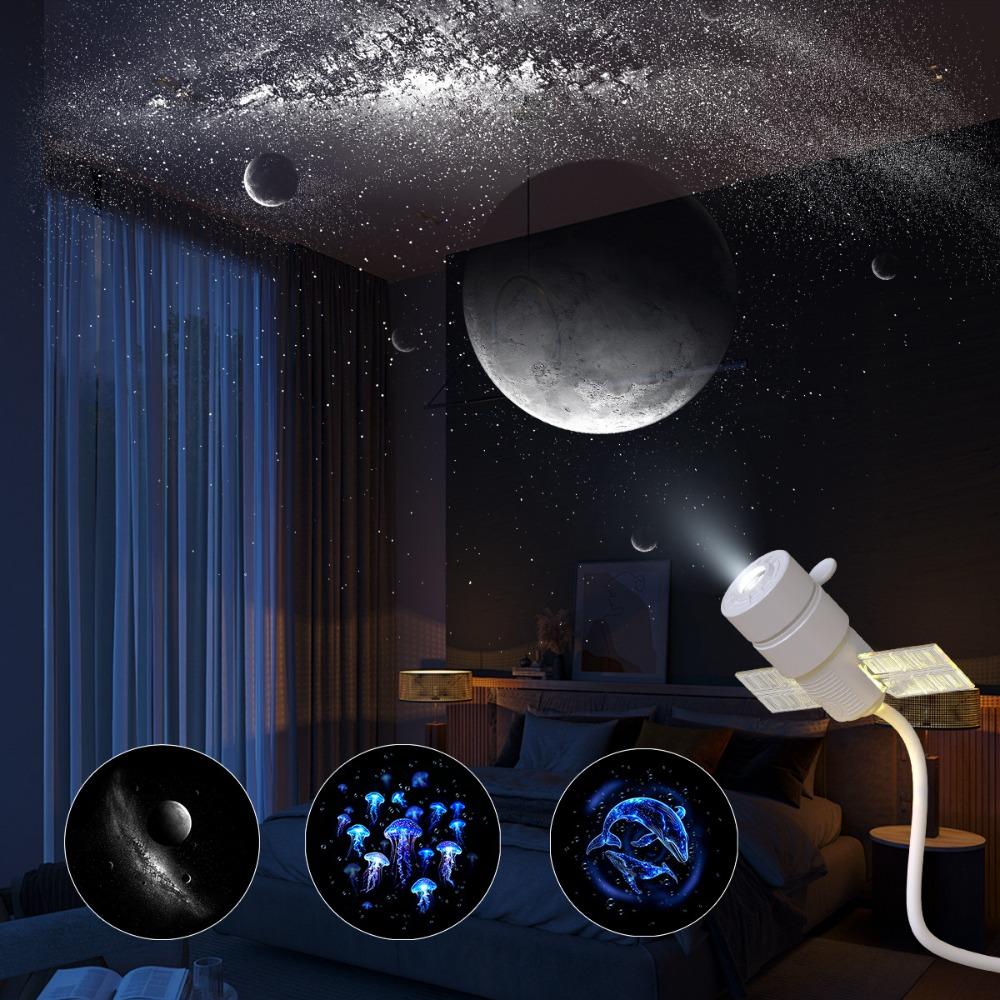 360 Degree Rotation Night Light Adjustable Focus Satellite Projector Nighttime Use