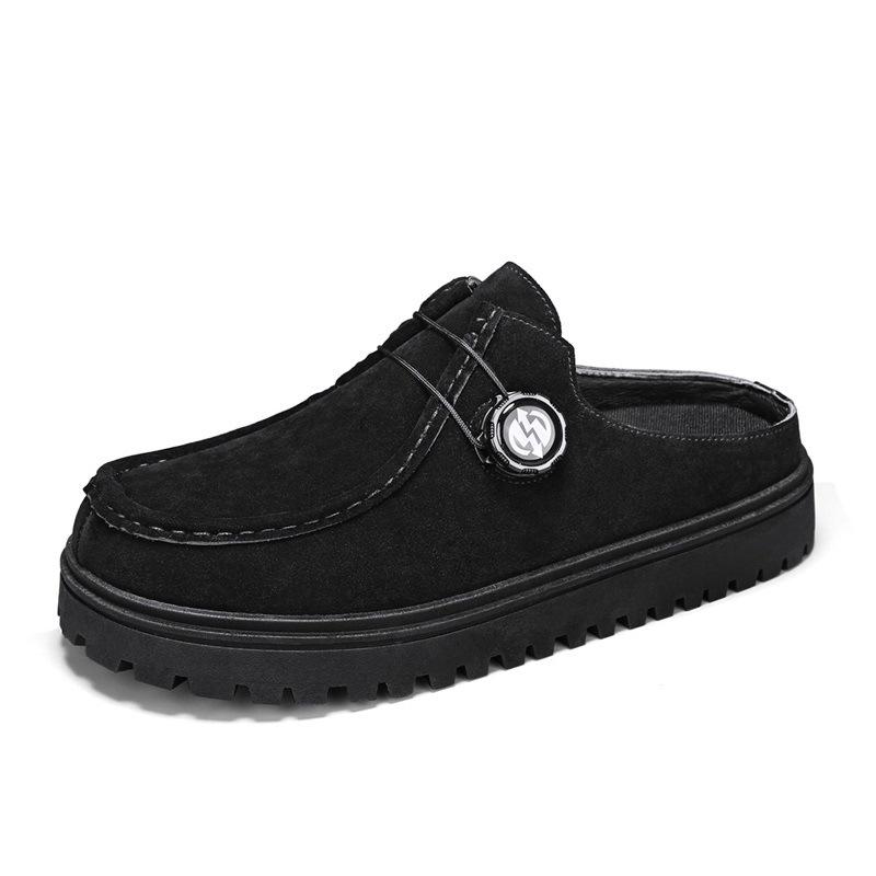 

Летняя Подборка Качества Дизайнерский Бархат Дышащие Вращающиеся Пряжки Мужская Обувь Уличные Мужские Сандалии Boken Half Toro Zapatos Hombre 44 чёрный