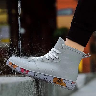 Men Rain Boots Trendy Nude Men Work Boots Anti-skid Work Chef Shoe Durable Ankle Waterproof Outdoor Rubber Fishing Boots Female