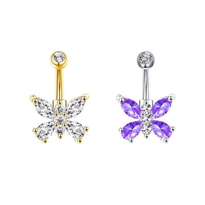 Sweet Light Luxury Butterfly Belly Button Ring For Women Girls  Sexy Butterfly Belly Ring Body Piercing Jewelry Gifts