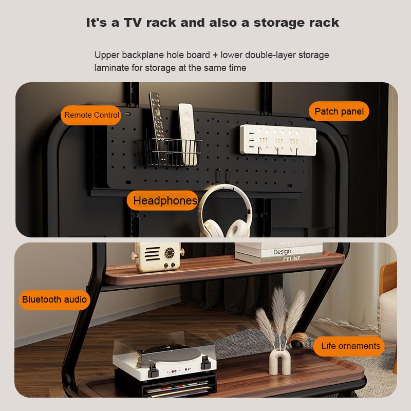 Mobile TV Stand for 32-65inch TVs Rolling TV Cart Modern Living Room TVs Stand 110lbs VESA 600x500mmFloor Stand TV Support Shelf