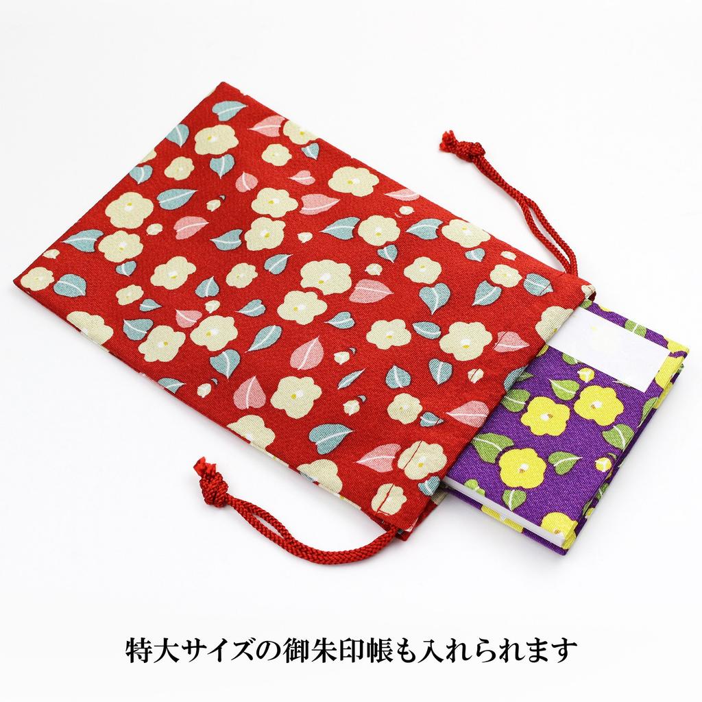 Kurochiku Goshuincho Drawstring New Flower 21707501 (Seal Book) Case, Bag, Basket, Camellia, Red,