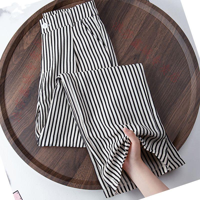Women's American Striped High-Waist Wide-Leg Summer Trousers