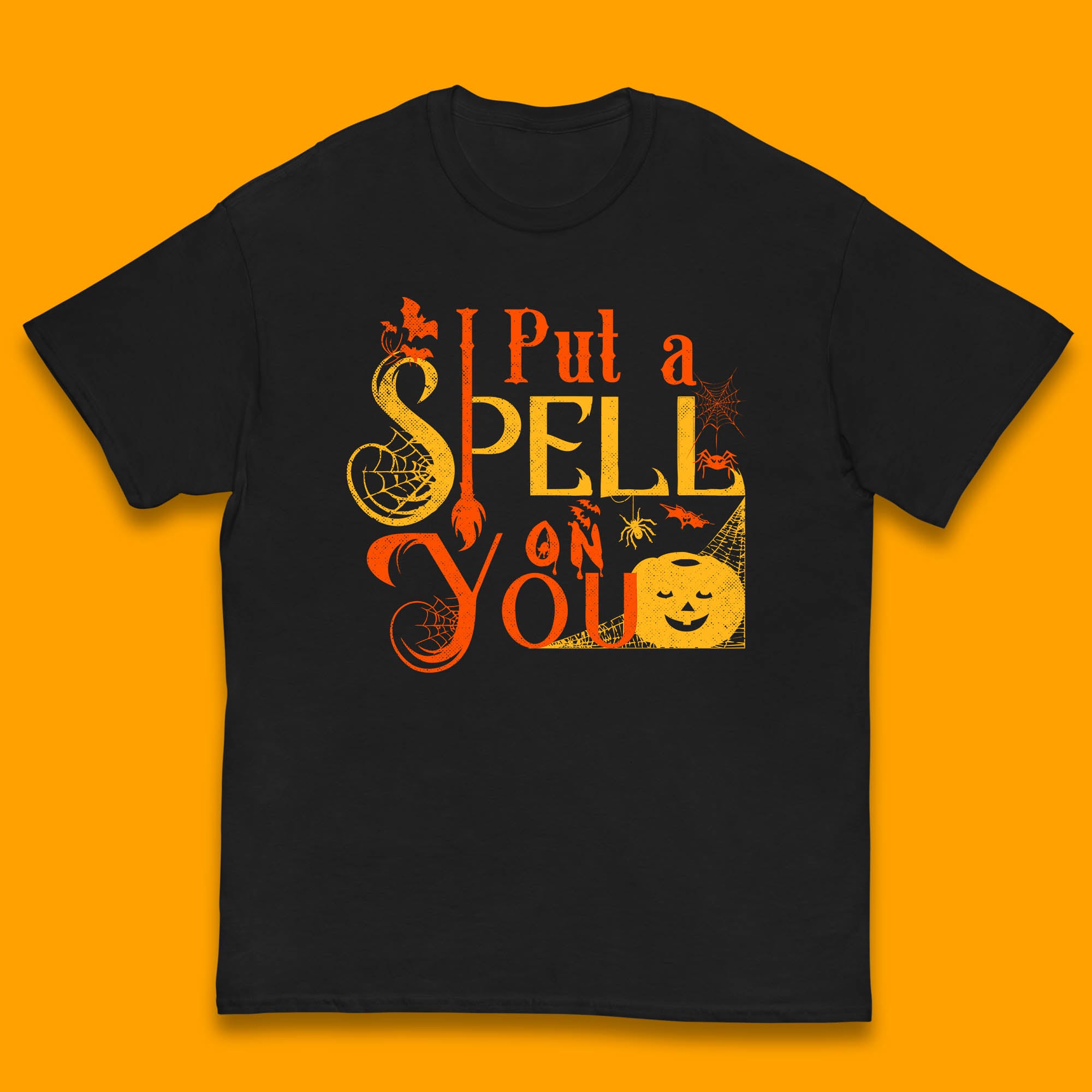 I Put a Spell on You Witch Broom Horror Spooky Scary Halloween Costume Kids T Shirt 110